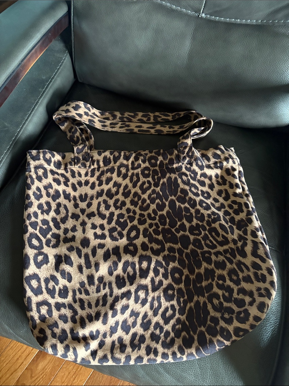 Leopard Print Canvas Tote Bag - Brown/Black